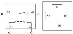 Connections for a 12V automotive 4-pin relay