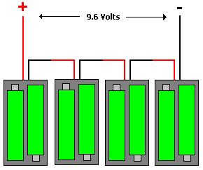 Connecting 8 AA batteries in series