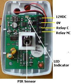 Look inside a PIR sensor at the connections