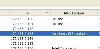 Finding out IP address of network connected Raspberry Pi using Advanced IP Scanner