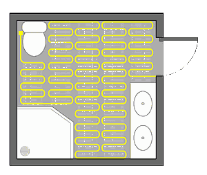 Electric underfloor heating installed in a bathroom