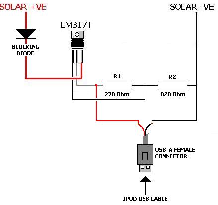 Circuit diagram for a Solar iPod Charger