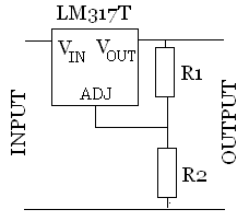 Voltage regulation circuit with LM317T