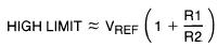 LM431 voltage monitor equation