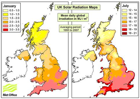 Map of UK Solar Radiation
