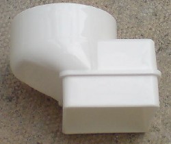 Square to round adapter for downpipes