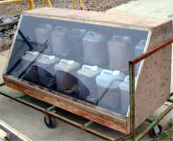 Solar box for heating waste vegetable oil for fuel