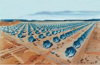 Illustration of a potential stirling engine solar power station