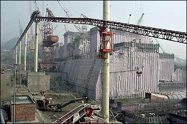 Three Gorges Dam during construction