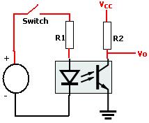 Typical optocoupler circuit