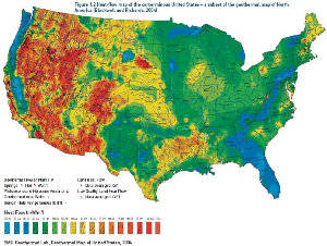 Map of geothermal resources in the USA