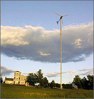 Wind turbine tower with guy wires