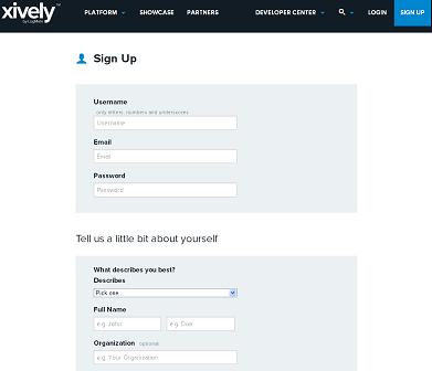 Sign up to Xively