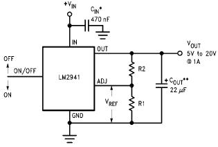 Schematic of a typical LM2941C circuit
