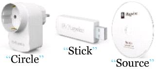 Plugwise system components - circuit, source, and stick