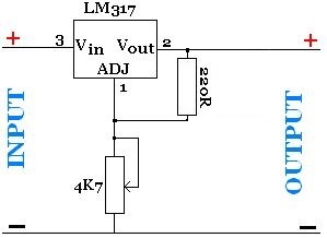 Adjustable power supply with LM317 voltage regulator
