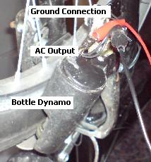 Bicycle dynamo used as AC power source