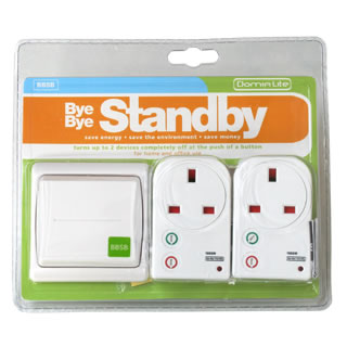 Bye Bye Standby - 2 smart sockets and one green switch