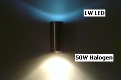 Compare GU10 LED spotlights with halogen 50W bulbs