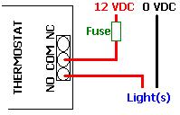 Connecting lights to a timer thermostat - for example in poultry lighting