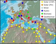 Map of potential concentrated solar power sites