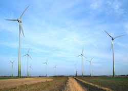 Ecotricity wind turbines at Bambers Farm in Lincolnshire. Combined capacity of 4.8MW