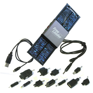 Freeloader Solar Charger and Adapters for connection to hand held devices