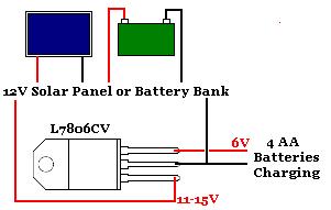 L7806CV used in a 4 AA battery charger