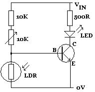 LDR darkness activated circuit