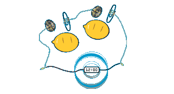 Lemon battery made up of two lemon cells connected in series