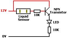 Using a liquid sensor with a transistor