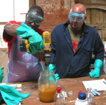 Mixing biodiesel during a course