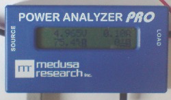 Power Analyzer PRO measuring voltage, current, and temperature of solar panel under load