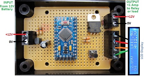 Connection diagram for REUK programmable 12V low voltage disconnect with display