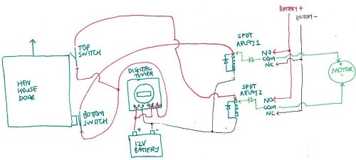 Simple hen house door controller schematic circuit diagram