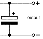 Capacitor placed in circuit between positive and negative DC  outputs of the bridge rectifier