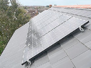 Solar panels installed on the roof of a home