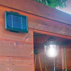 A solar shed lighting system in action.