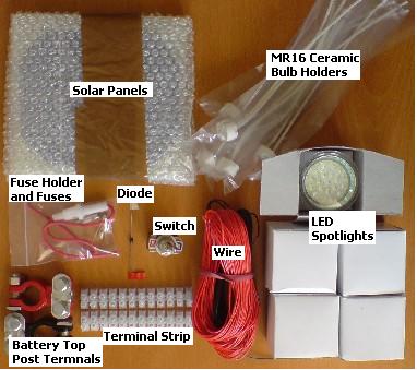 Solar shed lighting circuit with solar panels