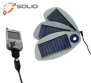 Solio Solar Charger used to recharge a mobile phone