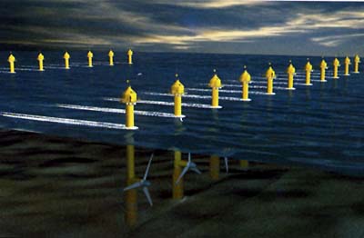 Artists impression of a tidal turbine farm