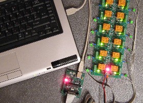 USB relay board relays controlled remotely over the internet