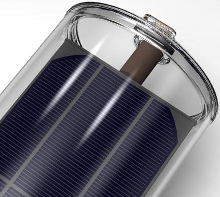 Evacuated solar water heating tube with integrated PV electricity generating panel - Virtu hybrid