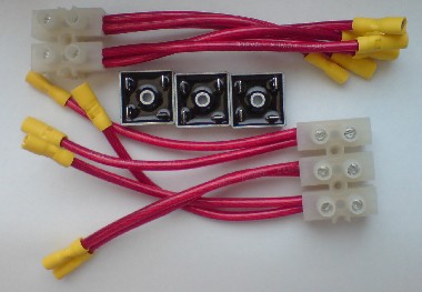 3 PHASE 35A BRIDGE RECTIFIER KIT. Complete kit to build your own three phase bridge rectifier - 3 bridge rectifiers, connecting cables and terminal blocks