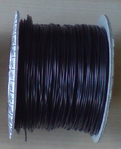 BLACK 1.4A CABLE. Insulated tinned copper wire - 7 strands of 0.2mm. Overall diameter 1.2mm including insulation. Rated to 1.4 Amps. Price per metre (Black)