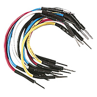 BREADBOARD JUMPER LINKS. Assortment of 60 Protobloc breadboard jumper links - 100mm, 150mm, 200mm, and 250mm