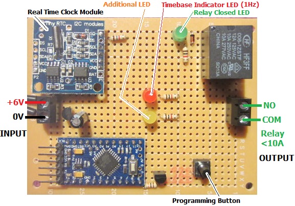 Real Time Clock with relay output for timebase of Lazy Clock