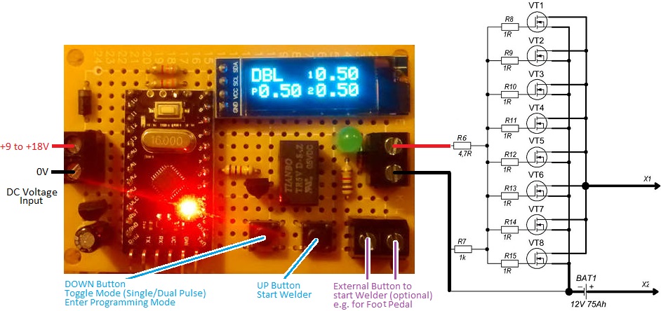 modified welder timer circuit based around old 555 timer circuitry, but giving dual pulse capability