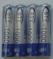 AAANIMH (BTY). BTY 1000mAh NiMH Rechargeable AAA Batteries (Pack of 4)